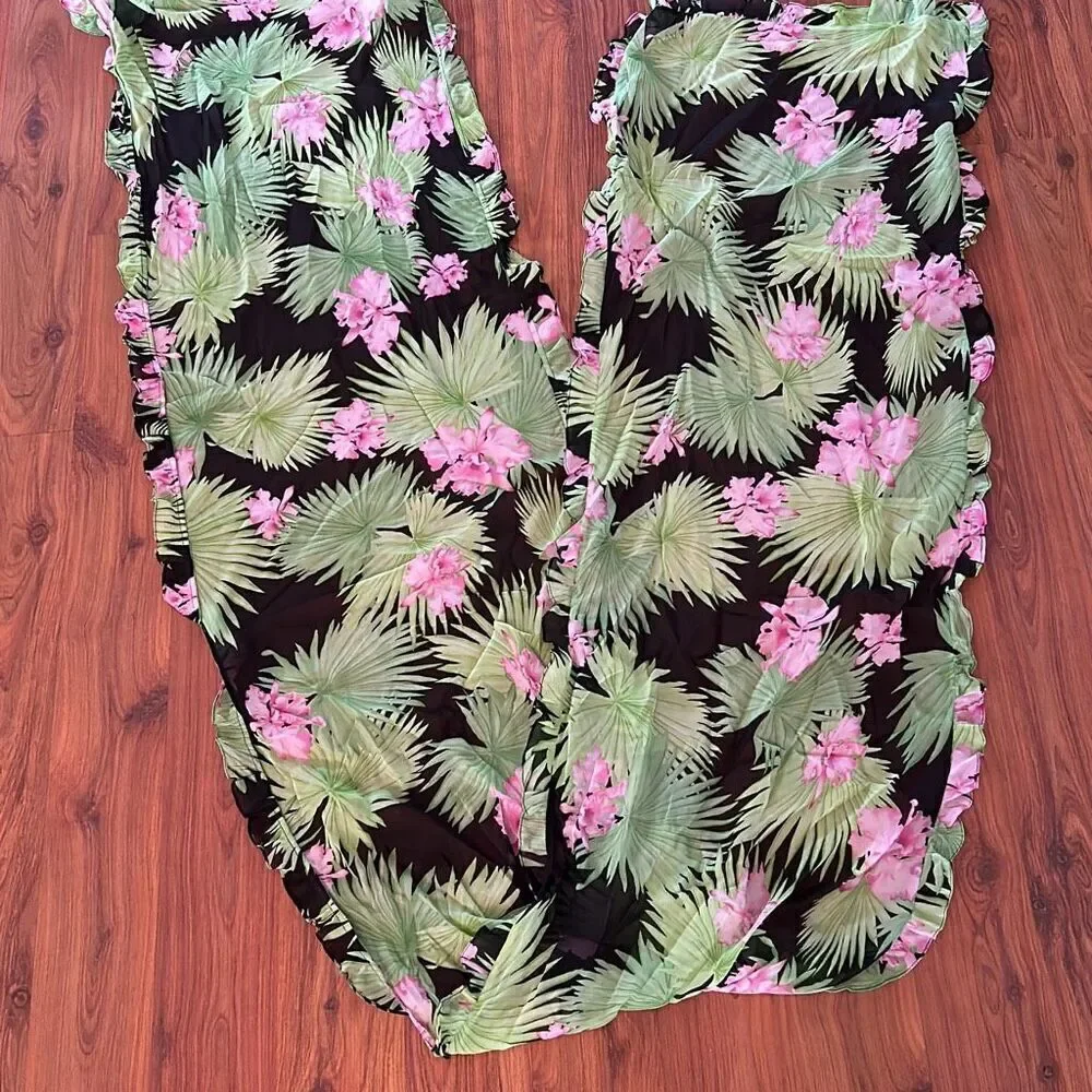 Kay Unger floral tropical 100% silk wrap scarf